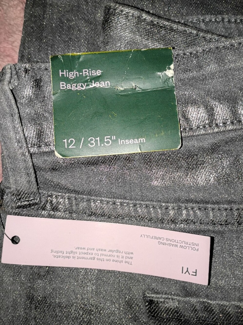 Wild Fable High Rise Baggy Fit Silver Grey Jeans Size 12 31.5 In Inseam NWT - Picture 5 of 6